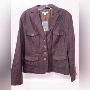 Cato brown linen blend button Blazer NWT career work wear women’s 16